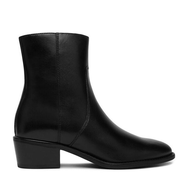 Botki GINO ROSSI. Czarne botki damskie Gino Rossi, bez wzorów, bez obcasa, na słupku, bez zapięcia. Za 329.99 zł.