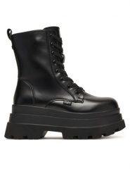 Buffalo Trzewiki Jupiter Lace Up Mid 1622609 Czarny. Czarne botki damskie Buffalo, bez wzorów, ze skóry, bez obcasa, na płaskiej podeszwie, bez zapięcia. Za 319.99 zł.