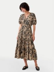 Gap Sukienka codzienna 517740 Khaki Regular Fit. Brązowe sukienki damskie GAP, na co dzień, xxs, bez wzorów, z bawełny, bez kołnierzyka, bez ramiączek, proste. Za 309.99 zł.