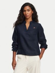 Beverly Hills Polo Club Bluzka P-SS26W-OLYMPIA Granatowy Regular Fit. Niebieskie bluzki damskie Beverly Hills Polo Club, l, bez wzorów, ze lnu, bez kołnierzyka, bez ramiączek. Za 169.99 zł.