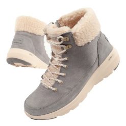 Buty zimowe sportowe damskie Skechers Glacial Ultra-Woodlands. Szare obuwie sportowe damskie Skechers, na zimę, bez wzorów, ze skóry, bez zapięcia, trekkingowe, Skechers Sport. Za 249.00 zł.