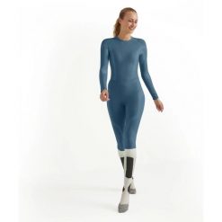 Damskie legginsy Falke Wool-Tech. Niebieskie legginsy damskie Falke, bez wzorów, z dzianiny. Za 435.10 zł.