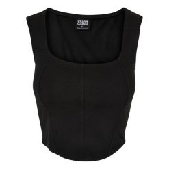 Damski Top Z Gorsetowymi Detalami. Czarne topy damskie Urban Classics, xl, bez wzorów, sportowe, bez kołnierzyka, bez ramiączek. Za 76.99 zł.