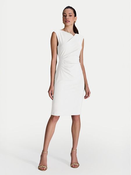 Swing Sukienka koktajlowa 5AI16700 Biały Slim Fit. Białe sukienki damskie Swing, bez wzorów, z syntetyku, wizytowe, bez kołnierzyka, bez ramiączek. Za 359.99 zł.