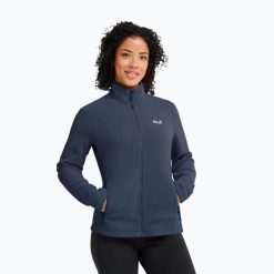 Bluza polarowa damska Jack Wolfskin Taunus 100 Full Zip. Niebieskie bluzy damskie Jack Wolfskin, s, bez wzorów, z materiału, eleganckie, bez ramiączek, bez kaptura. Za 239.99 zł.