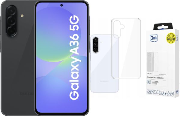 Smartfon Samsung Galaxy A36 5G 6/128GB Czarny (SM-A366BZKBEUE) + Etui Clear Case. Czarne smartfony SAMSUNG. Za 1,052.00 zł.