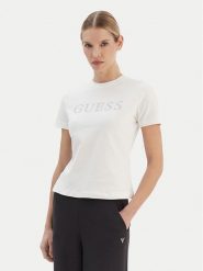 Guess T-Shirt V6RI20 J1314 Biały Regular Fit. Białe t-shirty damskie Guess, xl, z aplikacjami, z bawełny, bez kołnierzyka, bez ramiączek. Za 159.99 zł.