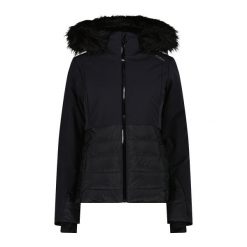 Kurtka narciarska damska CMP 35W0266 Zip Hood. Czarne kurtki sportowe damskie CMP, na zimę, bez wzorów, bez ramiączek, bez kaptura, narciarskie. Za 979.99 zł.