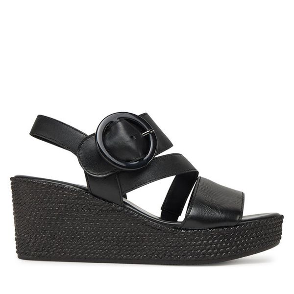 Sandały Gabor. Czarne sandały damskie Gabor, bez wzorów, bez obcasa, na koturnie, bez zapięcia. Za 519.99 zł.