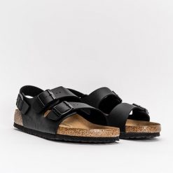 Birkenstock Milano BF Sandały Unisex. Czarne sandały męskie Birkenstock, bez wzorów, z materiału, eleganckie, bez zapięcia. Za 314.99 zł.