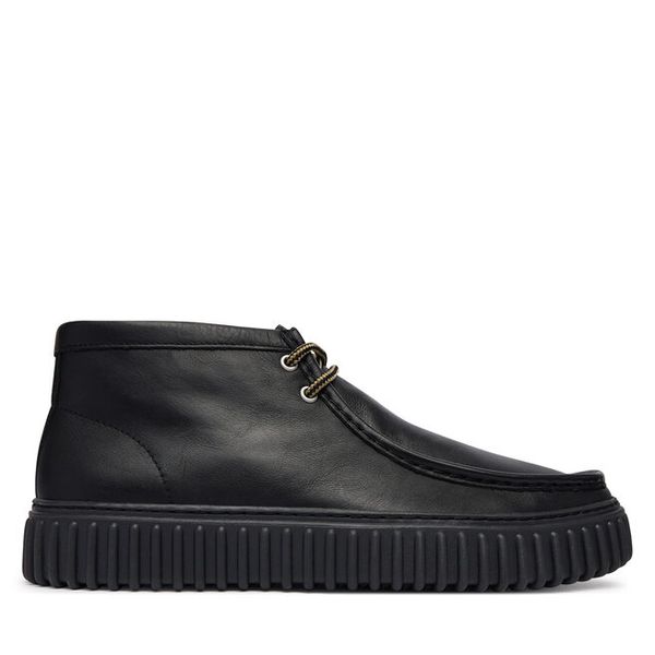Trzewiki Clarks. Czarne botki męskie Clarks, bez wzorów, bez obcasa, bez zapięcia. Za 519.99 zł.