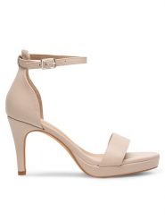 Clara Barson Sandały WSS21151-01 Beżowy. Brązowe sandały damskie Clara Barson, bez wzorów, z syntetyku, bez obcasa, na szpilce, bez zapięcia. Za 129.99 zł.