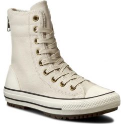 Trampki CONVERSE - Ctas Hi-Rise Boot Leather+Fur 553389C Parchment/Black/Egret. Białe trampki i tenisówki damskie Converse, bez wzorów, z gumy, bez zapięcia. W wyprzedaży za 309.00 zł.