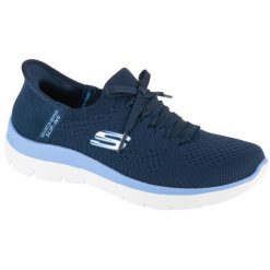 Buty sportowe Sneakersy damskie, Slip-Ins: Summits - New Daily. Niebieskie obuwie sportowe damskie Skechers, bez wzorów, bez zapięcia, trekkingowe. Za 369.99 zł.