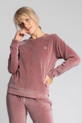 Pluszowa Bluza Haftem - Różowa. Czerwone bluzy damskie MOE, l, bez wzorów, z bawełny, bez ramiączek, bez kaptura. Za 269.90 zł.