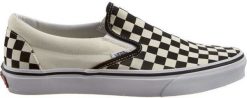 Vans Trampki uniseks Classic Slip on BKA beżowo-czarne r. 36. Brązowe trampki męskie Vans, bez wzorów, bez zapięcia. Za 199.99 zł.
