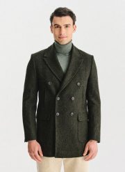 PAKO LORENTE – Zielony wełniany płaszcz męski. Zielone płaszcze męskie Pako Lorente, na jesień, m, bez wzorów, z poliesteru, bez kołnierzyka, bez kaptura. Za 1,299.99 zł.