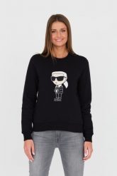 KARL LAGERFELD Czarna bluza Ikonik 2.0. Czarne bluzy damskie KARL LAGERFELD, xs, bez wzorów, bez ramiączek, bez kaptura. W wyprzedaży za 649.99 zł.