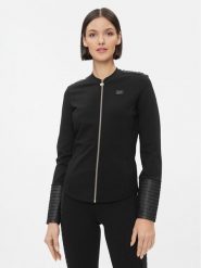 EA7 Emporio Armani Bluza 6RTM32 TJRLZ 1200 Czarny Regular Fit. Czarne bluzy damskie EA7 Emporio Armani, s, bez wzorów, z wiskozy, bez ramiączek, bez kaptura. Za 409.99 zł.
