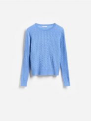 Sweter z wełną merino - niebieski. Niebieskie swetry nierozpinane damskie Reserved, l, bez wzorów, z dzianiny, bez kołnierzyka, bez ramiączek. Za 179.99 zł.