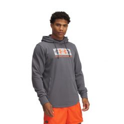 Bluza męska Under Armour Rival Terry Logo. Czarne bluzy męskie Under Armour, l, bez wzorów, sportowe, bez ramiączek, bez kaptura. Za 159.99 zł.
