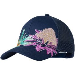 Czapka z daszkiem BUFF EXPLORE TRUCKER CAP SATRY INDIGO. Niebieskie czapki damskie Buff, bez wzorów, sportowe. Za 109.99 zł.