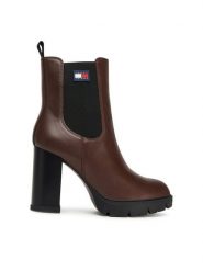 Tommy Jeans Botki Tjw EN0EN02831 Brązowy. Brązowe botki damskie Tommy Jeans, bez wzorów, z jeansu, bez obcasa, na słupku, bez zapięcia. Za 489.99 zł.