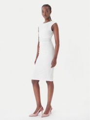 Rinascimento Sukienka koktajlowa CFC0127683003 Biały Slim Fit. Białe sukienki damskie Rinascimento, xs, bez wzorów, z syntetyku, wizytowe, bez kołnierzyka, bez ramiączek. Za 449.99 zł.