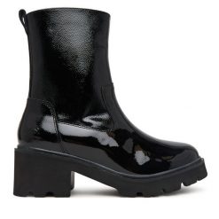 Botki Josef Seibel. Czarne botki damskie Josef Seibel, bez wzorów, bez obcasa, na słupku, bez zapięcia. Za 489.99 zł.