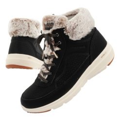 Buty sportowe zimowe damskie Skechers. Brązowe obuwie sportowe damskie Skechers, na zimę, bez wzorów, ze skóry ekologicznej, bez zapięcia, trekkingowe. Za 249.00 zł.
