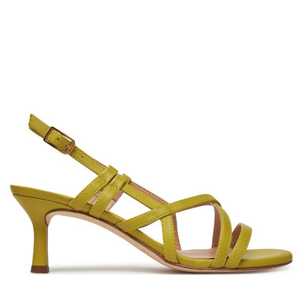 Sandały Unisa. Żółte sandały damskie Unisa, bez wzorów, bez obcasa, na szpilce, bez zapięcia. Za 399.99 zł.