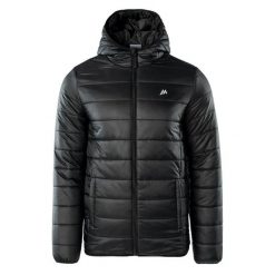 Kurtka Męska Pikowanie Maron. Czarne kurtki męskie MARTES ESSENTIALS, l, bez wzorów, z materiału, z kapturem. Za 165.99 zł.