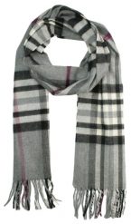 Szalik w Kratkę, Szary z Frędzlami, Cashmink Miękki, Męski -V.Fraas. Szare szaliki męskie V. Fraas, bez wzorów, z materiału. Za 65.00 zł.