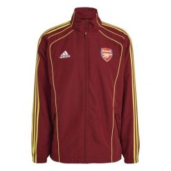 Kurtka z dresu Arsenal Ubp Tt Marnob 2024/25. Czerwone kurtki męskie Adidas, bez wzorów, z dresówki, sportowe, bez kaptura. W wyprzedaży za 272.50 zł.