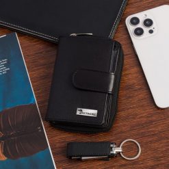 Portfel skórzany damski pionowy RFiD skóra na karty klasyk czarny Beltimore A02. Czarne portfele damskie ze skóry. Za 69.90 zł.