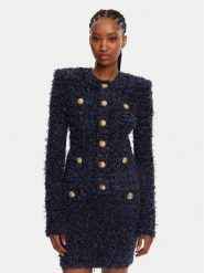 Balmain Kardigan DF0SK249KH74 Granatowy Regular Fit. Niebieskie kardigany damskie Balmain, bez wzorów, z syntetyku, bez kołnierzyka. Za 10,299.00 zł.