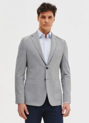 PAKO LORENTE - Jasnoszara marynarka z dzianiny. Szare garnitury męskie Pako Lorente, na wiosnę, bez wzorów, z dzianiny, casualowe. Za 399.99 zł.