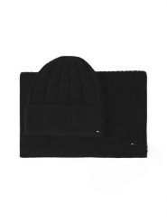 Tommy Hilfiger Zestaw Szalik i Czapka Flag Fluffy AW0AW17994 Czarny. Czarne czapki damskie Tommy Hilfiger, na zimę, bez wzorów, z materiału. Za 429.99 zł.