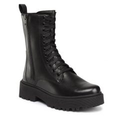 Trzewiki Lasocki. Czarne botki damskie Lasocki, bez wzorów, bez obcasa, na płaskiej podeszwie, bez zapięcia. Za 199.99 zł.