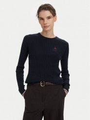 Beverly Hills Polo Club Sweter P-SS26W-M537390 Granatowy Regular Fit. Niebieskie swetry nierozpinane damskie Beverly Hills Polo Club, l, bez wzorów, z bawełny, bez kołnierzyka, bez ramiączek. Za 269.99 zł.