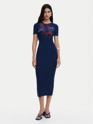 Desigual Sukienka codzienna 25SWVF13 Granatowy Slim Fit. Niebieskie sukienki damskie Desigual, na co dzień, xs, bez wzorów, z wiskozy, bez kołnierzyka, bez ramiączek, proste. Za 289.99 zł.