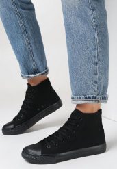 Czarne Trampki Aqiafa. Czarne trampki i tenisówki damskie Born2be, bez wzorów, z gumy, bez zapięcia. Za 54.99 zł.