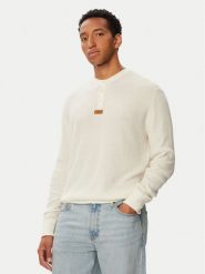 HUGO Sweter Sranger 50566411 Kremowy Relaxed Fit. Białe swetry męskie Hugo, m, bez wzorów, z bawełny, bez kołnierzyka, bez ramiączek. Za 549.99 zł.