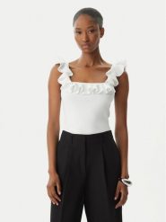 MICHAEL Michael Kors Bluzka MS661G033D Biały Slim Fit. Białe bluzki damskie MICHAEL Michael Kors, s, bez wzorów, z wiskozy, bez kołnierzyka, bez ramiączek. Za 529.99 zł.