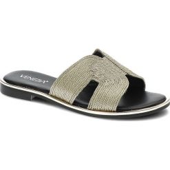 Złote Klapki Venezia Wygodne Buty Damskie. Żółte klapki damskie Venezia, na lato, bez wzorów, eleganckie, bez obcasa, bez zapięcia. Za 185.00 zł.