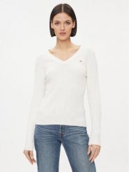 Gant Sweter 4800101 Biały Slim Fit. Białe swetry nierozpinane damskie GANT, xl, bez wzorów, z bawełny, bez kołnierzyka, bez ramiączek. Za 399.99 zł.