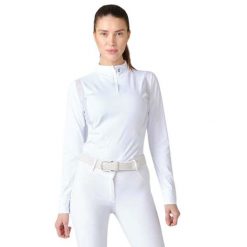 Damska konkursowa koszulka polo z długim rękawem PS of Sweden Madison. Białe bluzki damskie PS OF SWEDEN, bez wzorów, sportowe, bez kołnierzyka, bez ramiączek. Za 428.50 zł.