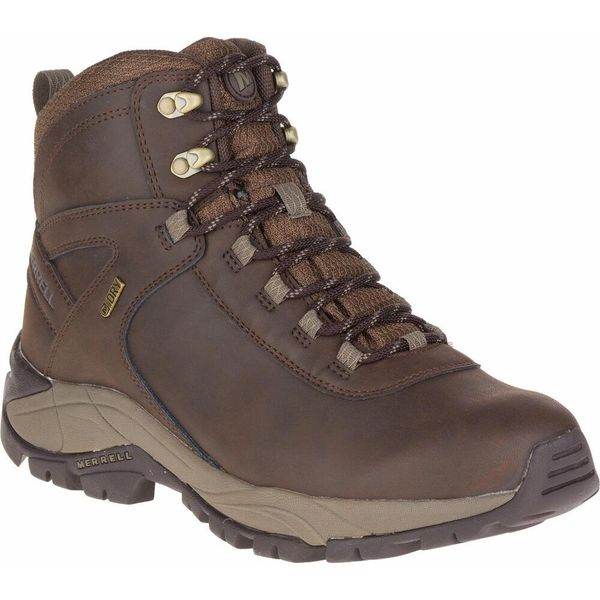 Buty Trekkingowe Męskie Merrell Vego Mid LTR Waterproof. Brązowe buty zimowe męskie Merrell, bez wzorów, bez obcasa, bez zapięcia. Za 699.99 zł.