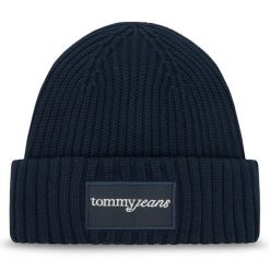Czapka Tommy Jeans. Niebieskie czapki damskie Tommy Jeans, na zimę, bez wzorów, z jeansu. Za 199.99 zł.