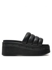 Tommy Jeans Klapki Tjw Wedge Sandal EN0EN02455 Czarny. Czarne klapki damskie Tommy Jeans, bez wzorów, z jeansu, bez obcasa, bez zapięcia. Za 329.99 zł.